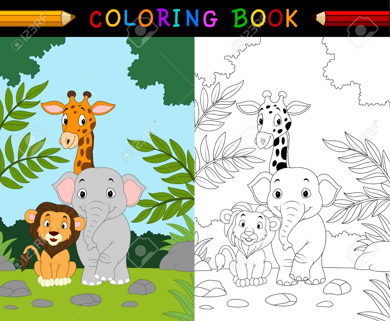 dibujo-para-colorear-animales-de-la-selva